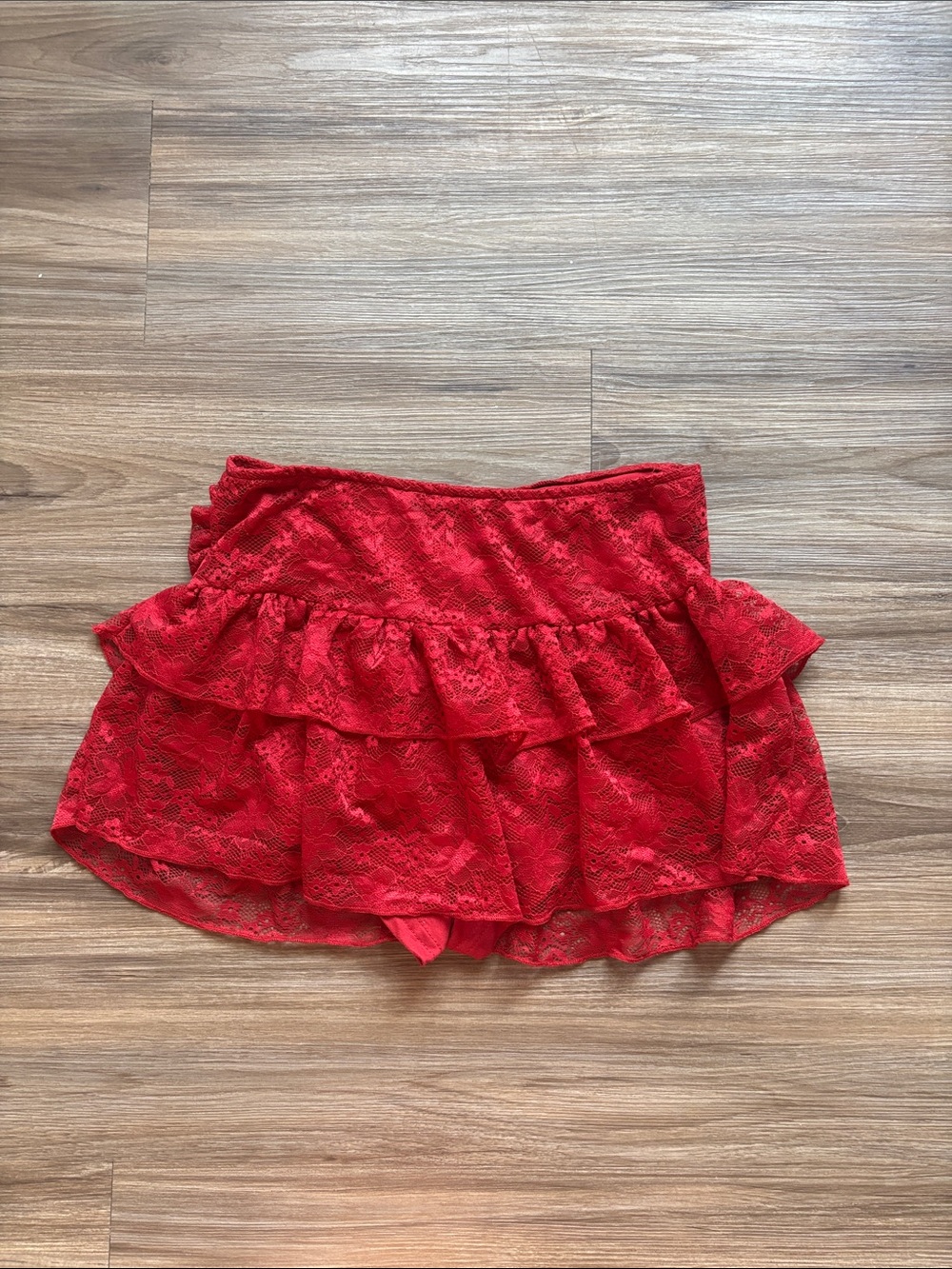 Red Lace Tiered Mini Skort